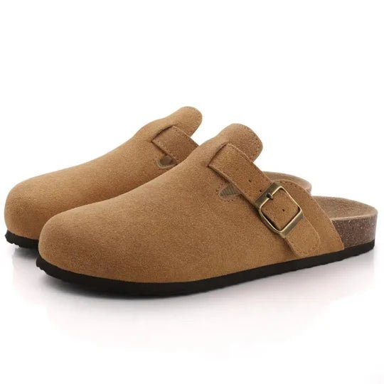 Women's Suede Cork Slippers | Closed Toe Orthopedic Mule Front