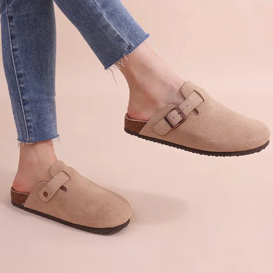 Women's Suede Cork Slippers | Closed Toe Orthopedic Mule Hero