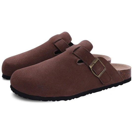Women's Suede Cork Slippers | Closed Toe Orthopedic Mule Side