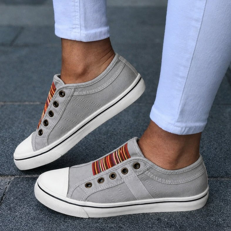 Women's Summer Slip On Sneakers with Striped Band Hero