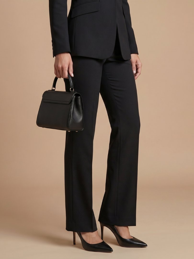 Women's Tailored Suit | Structured Stand Collar Flared Trousers View 13