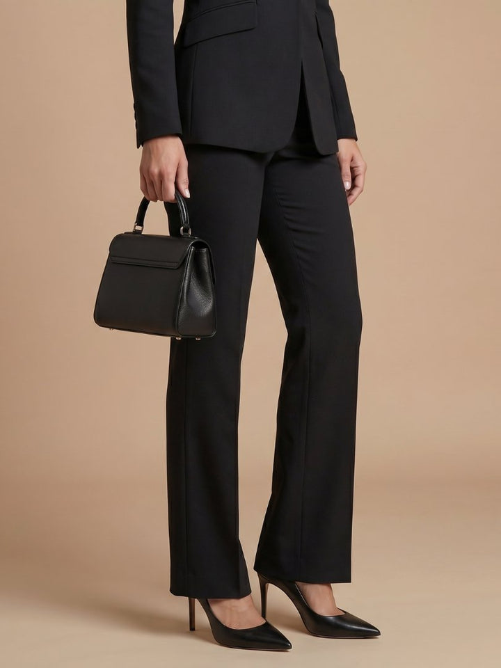 Women's Tailored Suit | Structured Stand Collar Flared Trousers View 13
