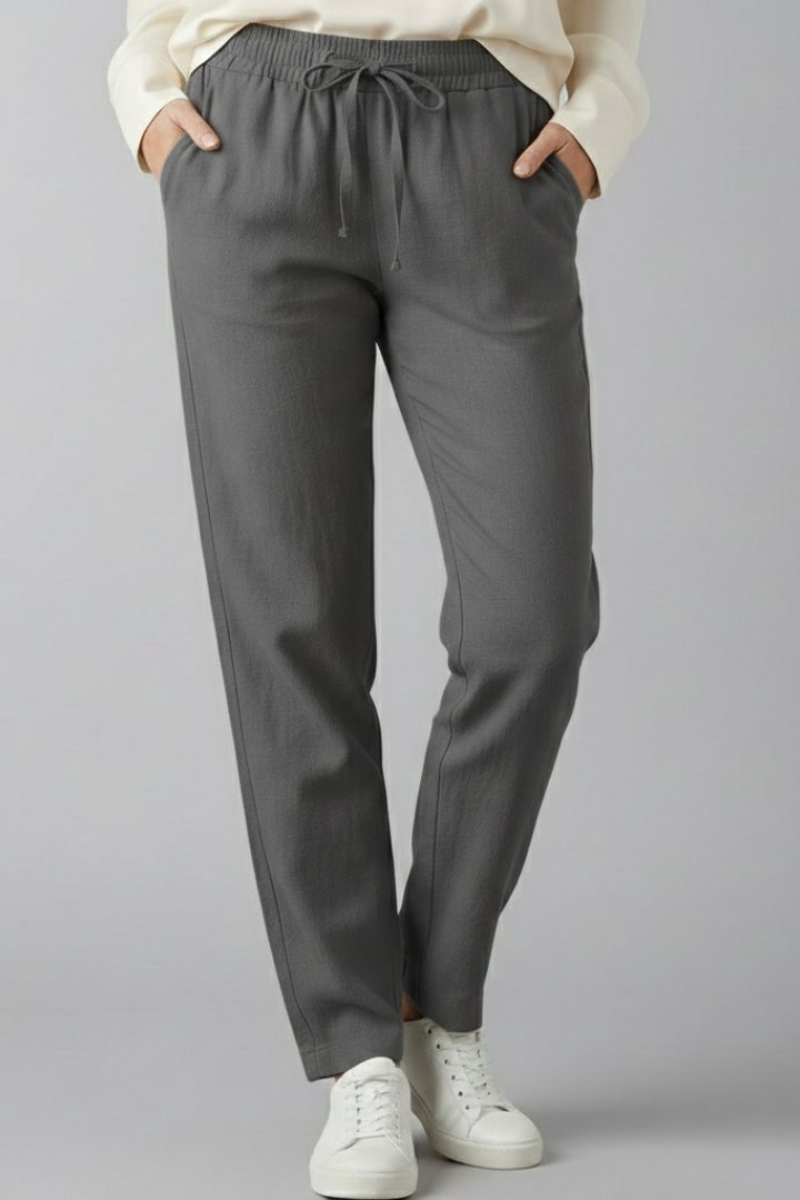 Women's Tapered Trousers | Elastic Waist with Side Pockets Alternate