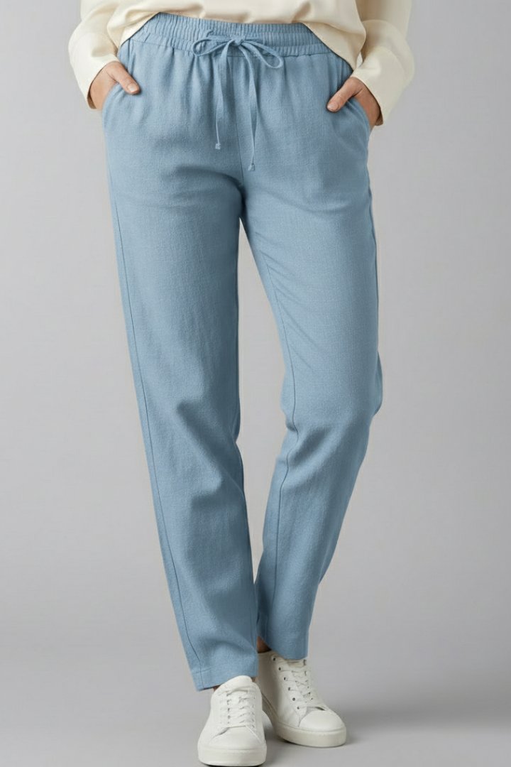Women's Tapered Trousers | Elastic Waist with Side Pockets Full