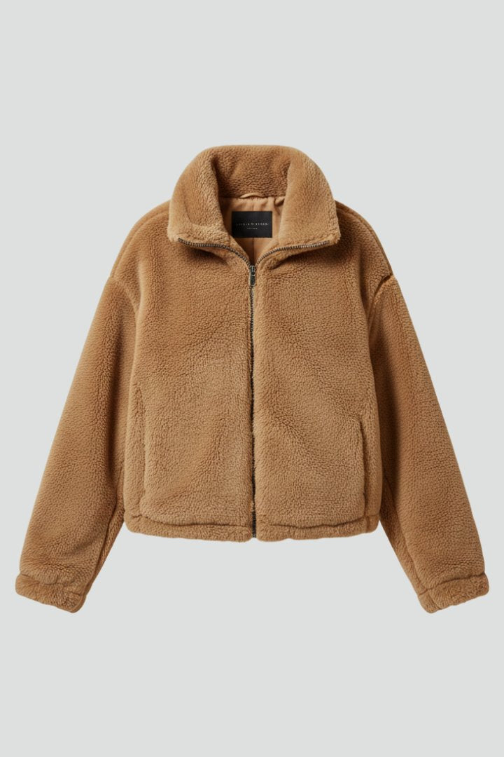 Women's Textured Zipper Jacket | Stand Collar Fitted Style Hero