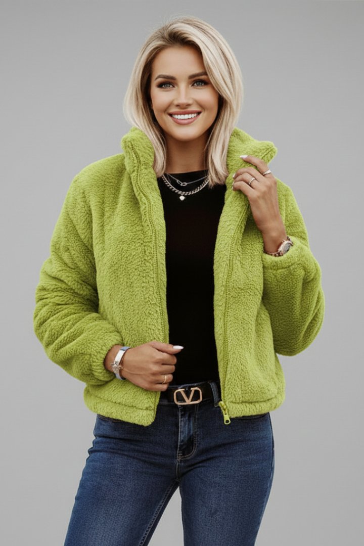 Women's Textured Zipper Jacket | Stand Collar Fitted Style Lifestyle
