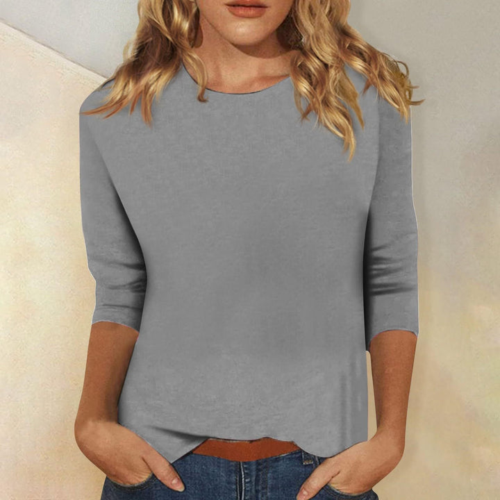 Women's Three-Quarter Sleeve Round Neck T-Shirt Angle