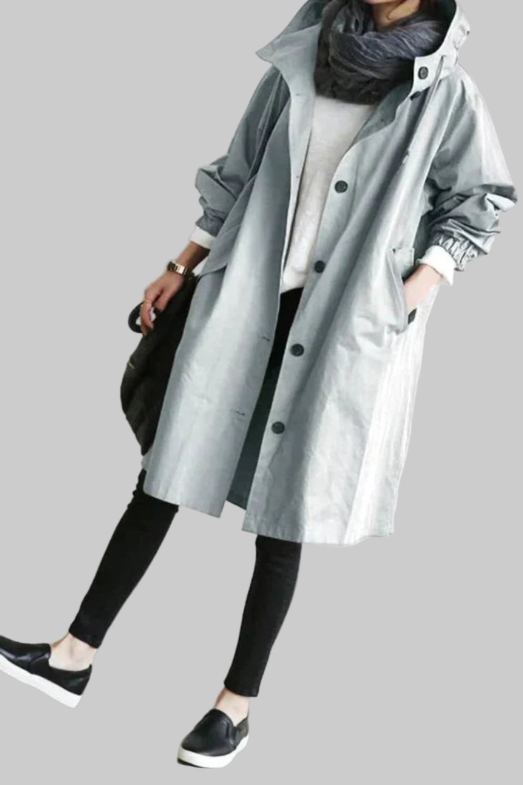 Women's Trendy Oversized Jacket | Hooded Relaxed Fit Side