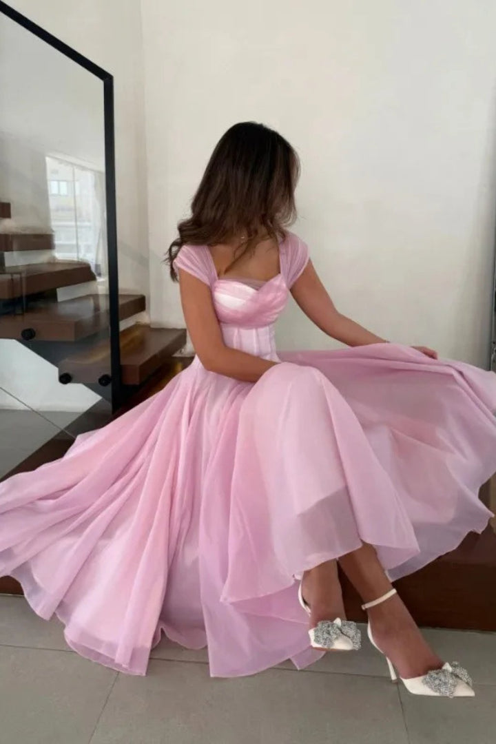 Women's Tulle Wedding Guest Dress | A-Line Midi Sweetheart Bodice Lifestyle