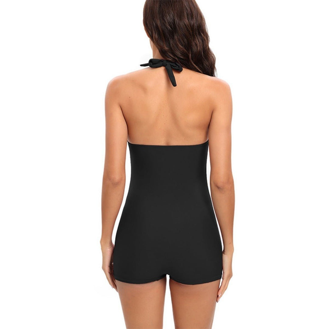Women's Tummy Control Slim One-Piece Sports Swimsuit with Boyshort View 11