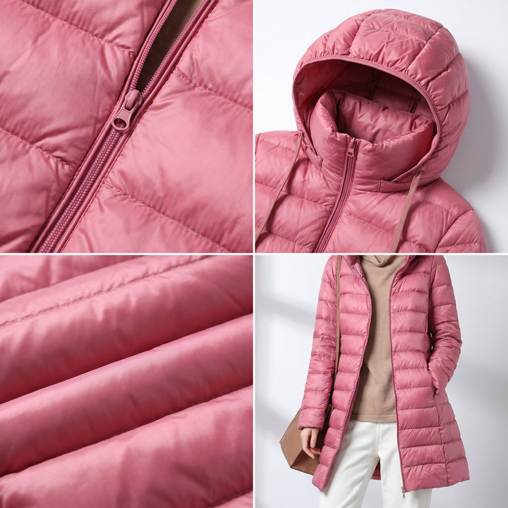 Women's Ultralight Down Jacket | Hooded Long Line Fit View 12