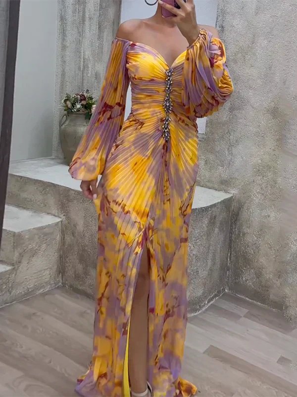 Women's V-Neck Maxi Dress | Wedding Guest Wrap Bodice Front