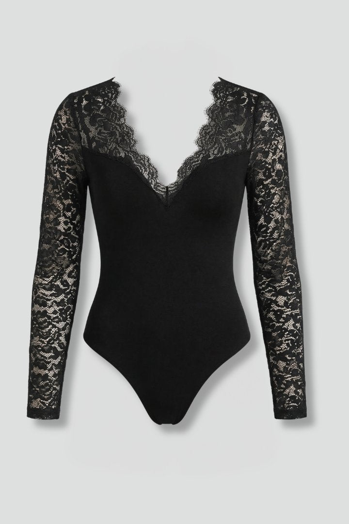 Women's V-Neck Sheer Sleeve Blouse | Slim Fit Deep V Hero