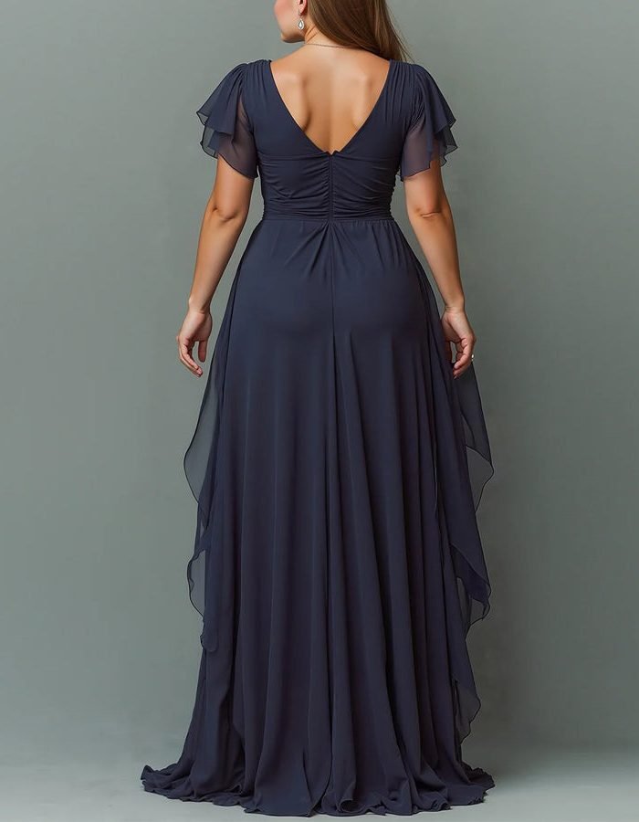 Women's V-Neck Tiered Maxi Dress | Wedding Guest Cascading Ruffle Skirt Front
