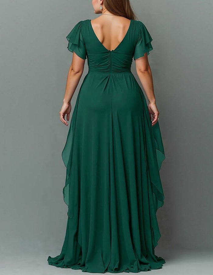 Women's V-Neck Tiered Maxi Dress | Wedding Guest Cascading Ruffle Skirt View 14