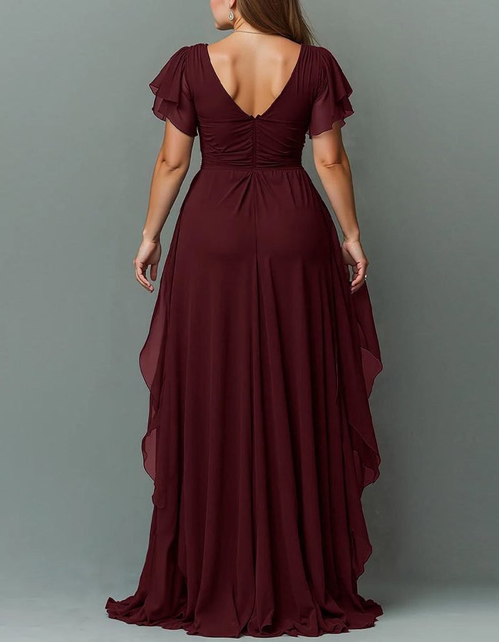Women's V-Neck Tiered Maxi Dress | Wedding Guest Cascading Ruffle Skirt View 16