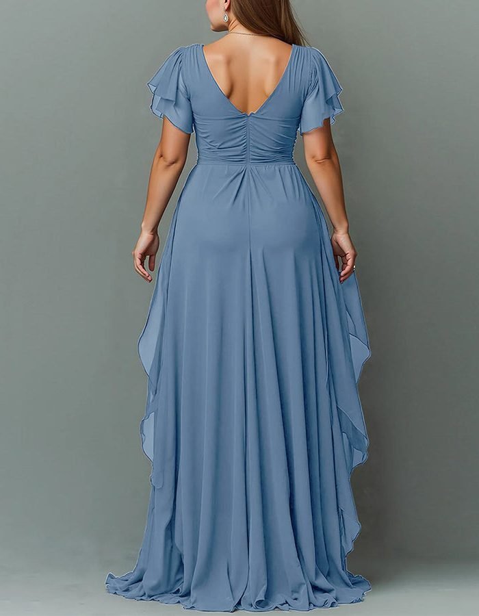 Women's V-Neck Tiered Maxi Dress | Wedding Guest Cascading Ruffle Skirt View 18