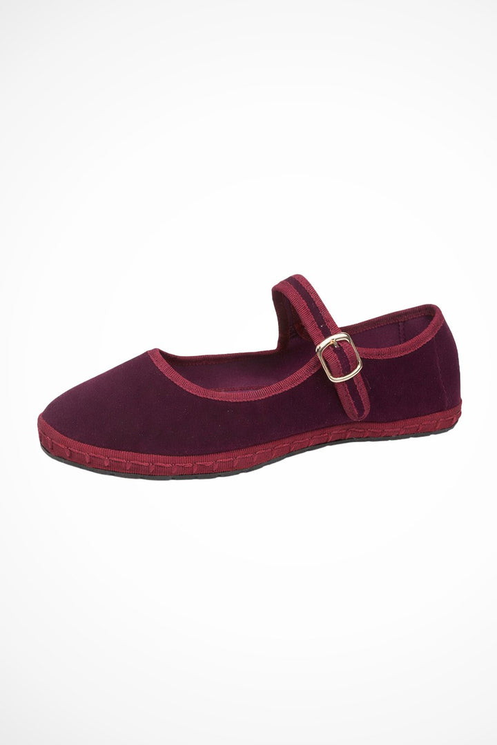 Women's Velvet Buckle Strap Mary Jane Ballet Flats Back