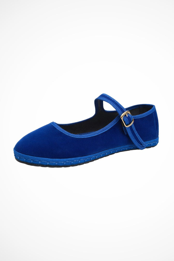 Women's Velvet Buckle Strap Mary Jane Ballet Flats Detail
