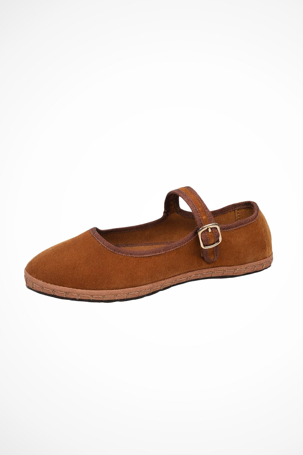Women's Velvet Buckle Strap Mary Jane Ballet Flats Full