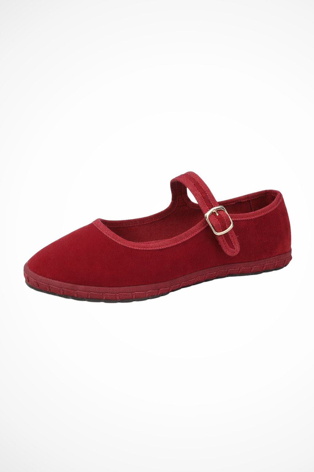 Women's Velvet Buckle Strap Mary Jane Ballet Flats Hero