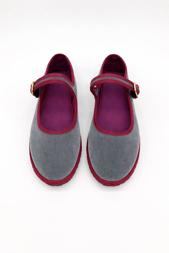 Women's Velvet Buckle Strap Mary Jane Ballet Flats Lifestyle