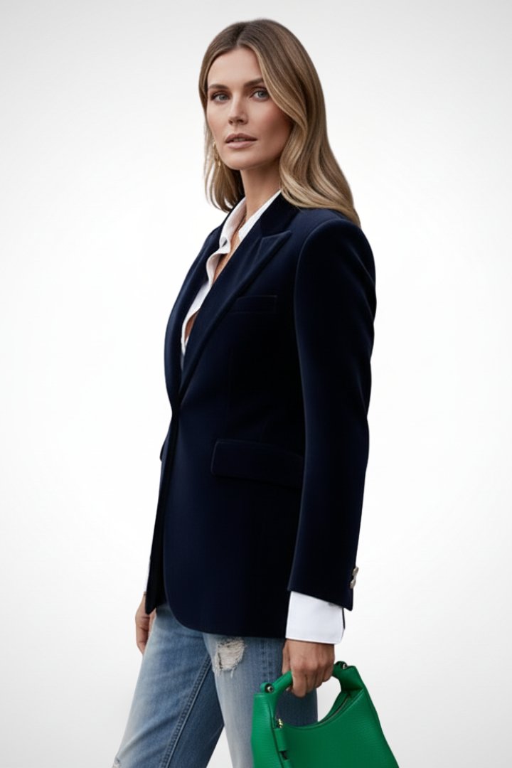 Women's Velvet Collar Lapel Blazer | Smart Tailored Fit Back
