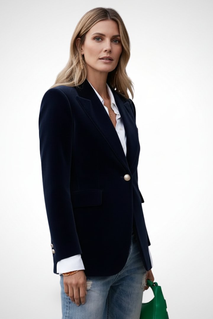 Women's Velvet Collar Lapel Blazer | Smart Tailored Fit Detail