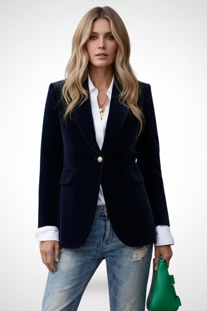 Women's Velvet Collar Lapel Blazer | Smart Tailored Fit Front