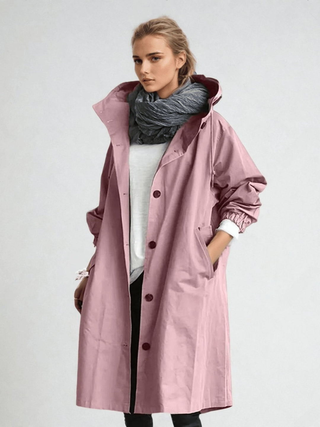 Women's Water-Repellent Trench Coat | Asymmetric Hem Everyday Angle