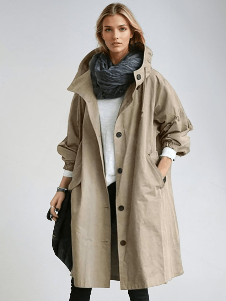 Women's Water-Repellent Trench Coat | Asymmetric Hem Everyday Back