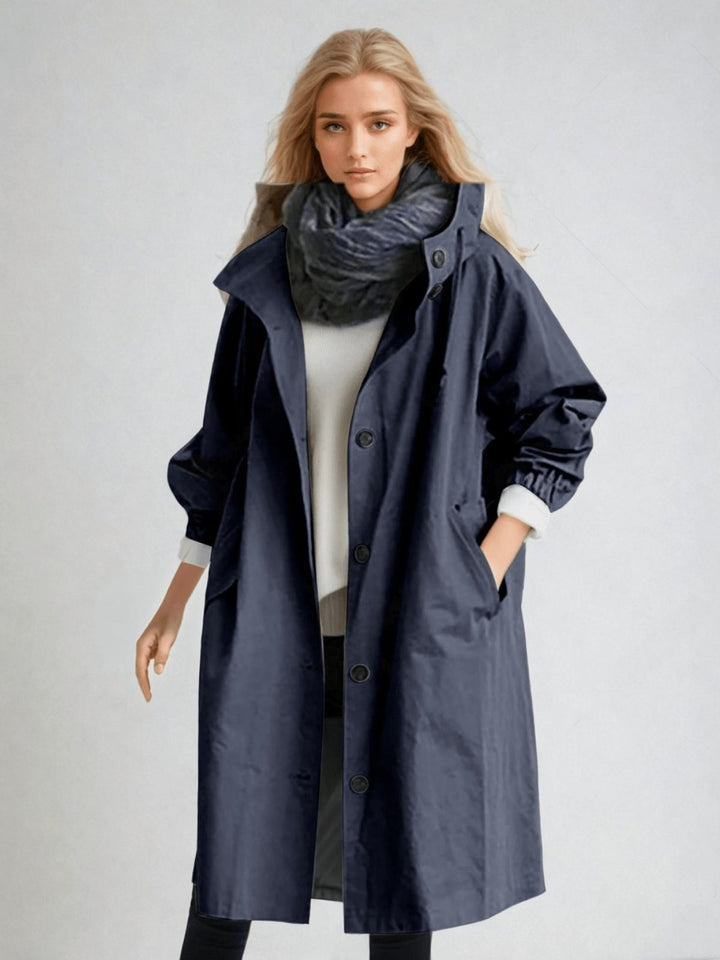 Women's Water-Repellent Trench Coat | Asymmetric Hem Everyday Close Up