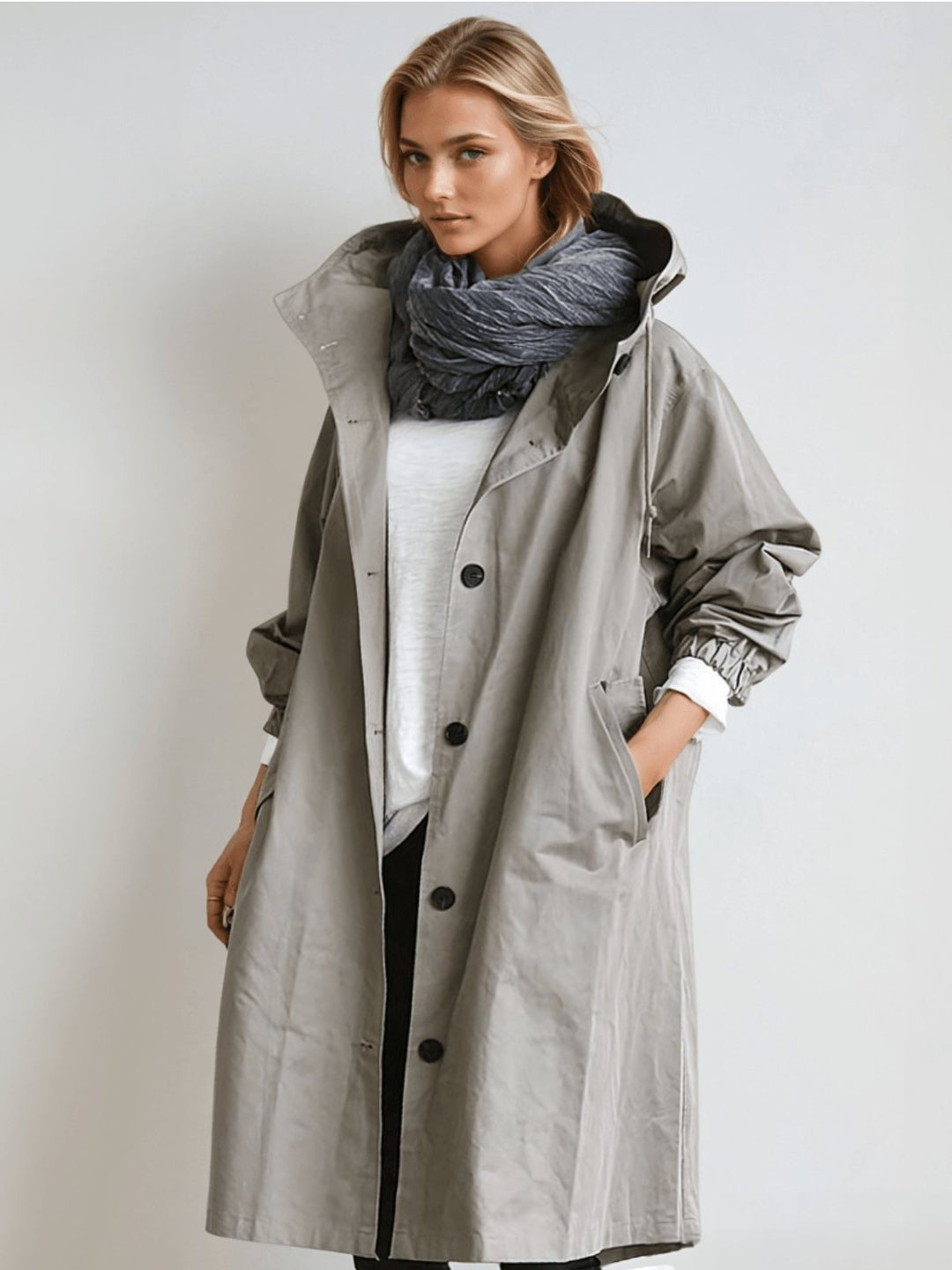 Women's Water-Repellent Trench Coat | Asymmetric Hem Everyday Detail