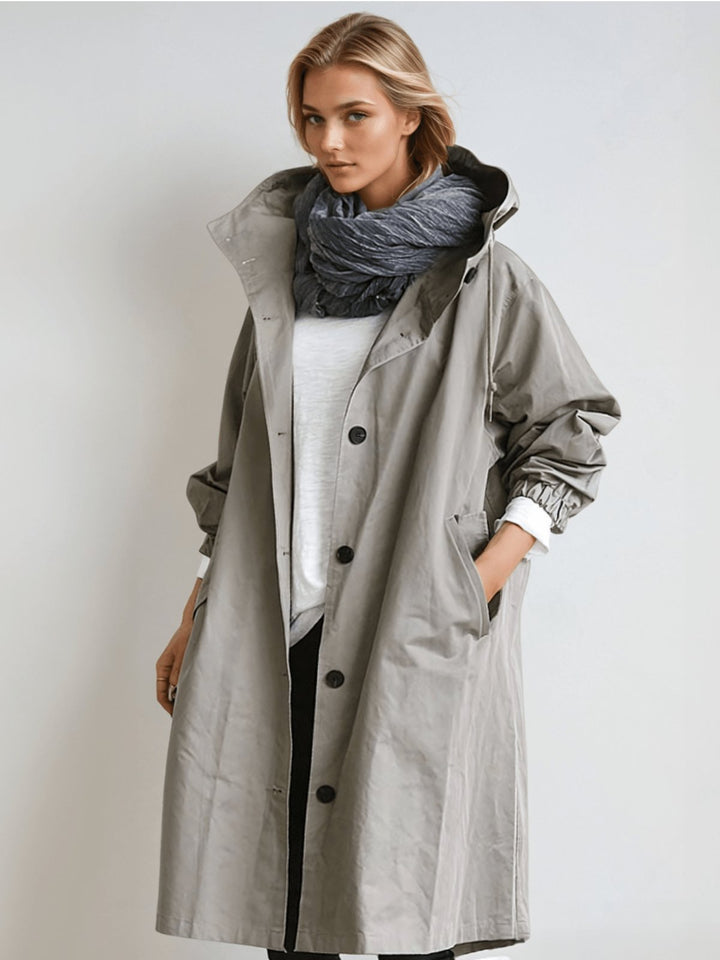 Women's Water-Repellent Trench Coat | Asymmetric Hem Everyday Detail