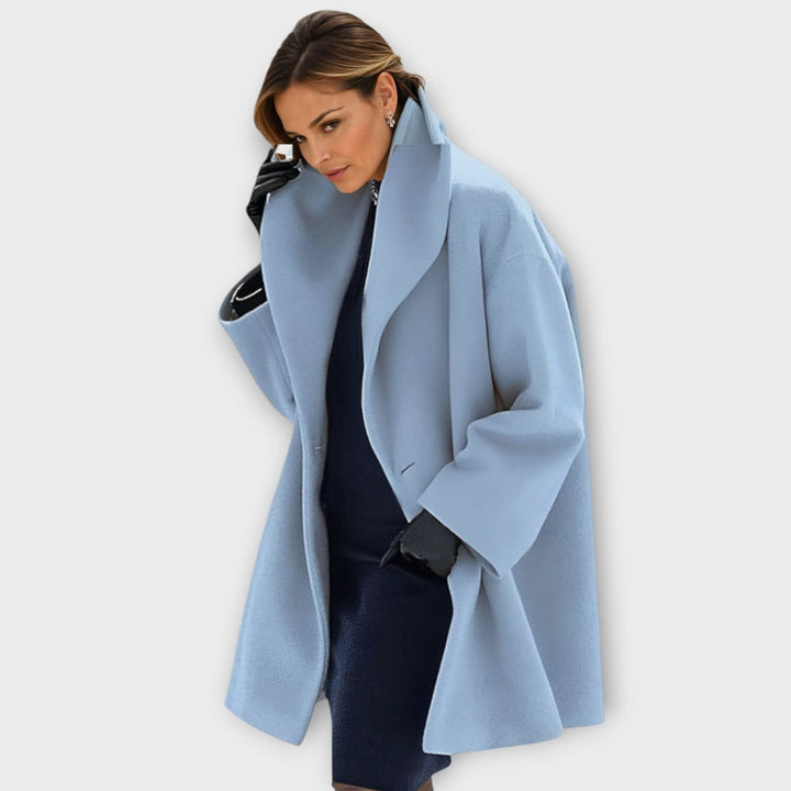 Women's Windproof Wool Jacket | Shawl Collar Warm Fit Detail