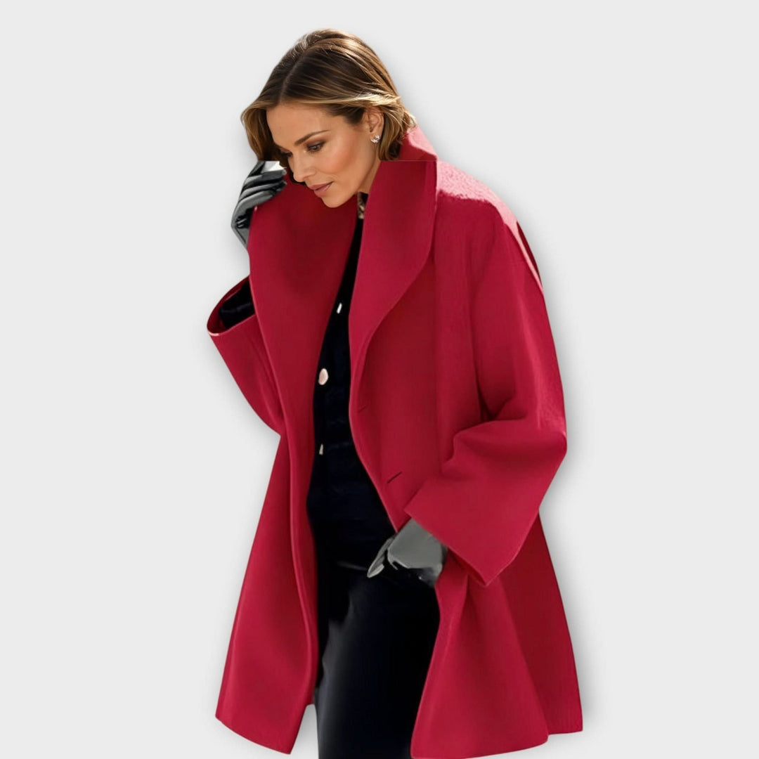 Women's Windproof Wool Jacket | Shawl Collar Warm Fit Side