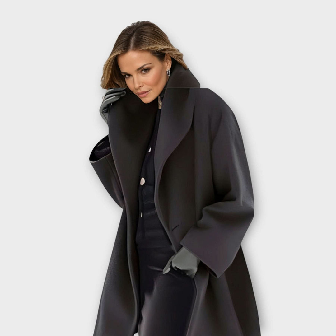 Women's Wool Coat | Oversized Shawl Collar Warm Detail