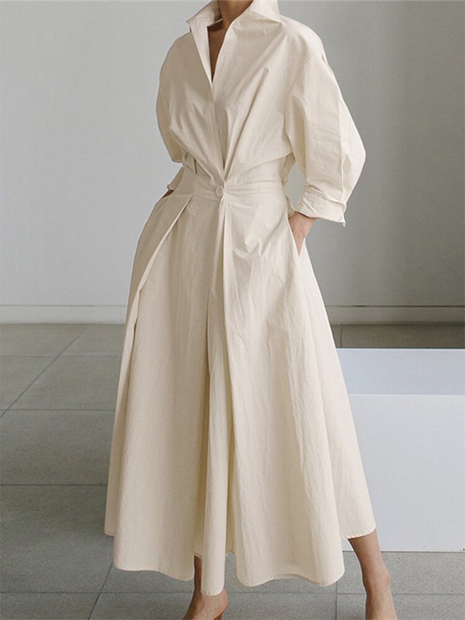 Women's Wrap Shirt Maxi Dress | Wedding Guest Twisted Waist Fit Hero
