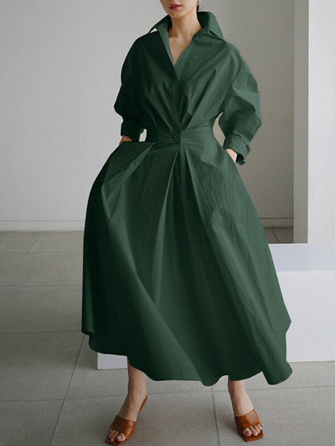 Women's Wrap Shirt Maxi Dress | Wedding Guest Twisted Waist Fit Lifestyle