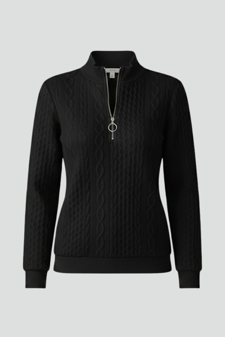 Women's Zip Neck Cable Knit Jumper | Half Zip Fitted Cuffs Hero