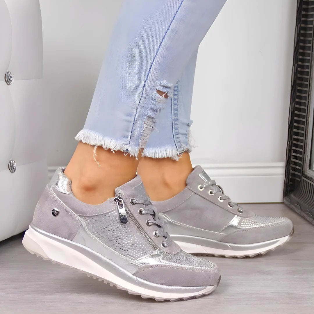 Women's Zip-Up Comfort Sneakers | Orthopedic Support Daily Wear Detail