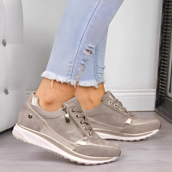 Women's Zip-Up Comfort Sneakers | Orthopedic Support Daily Wear Front