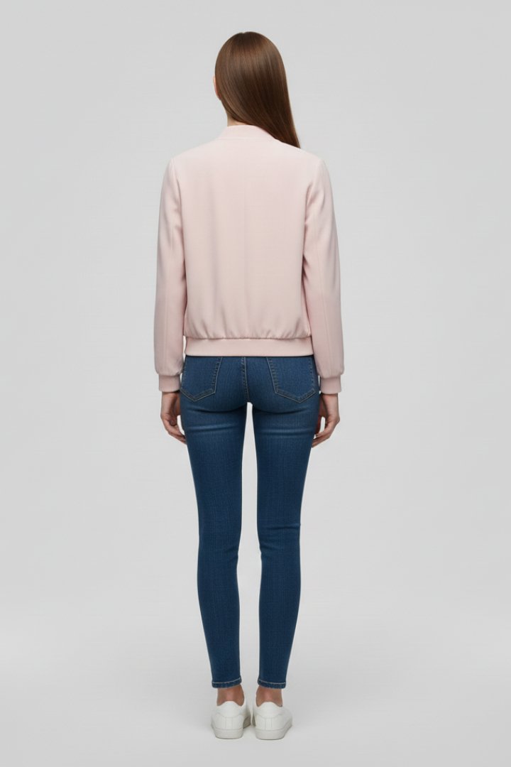 Women's Zipped Bomber Jacket | Elasticated Hem Straight Cut Back