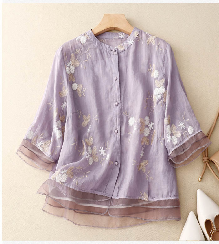 Women's Chic Floral Blouse | 3/4 Sleeve