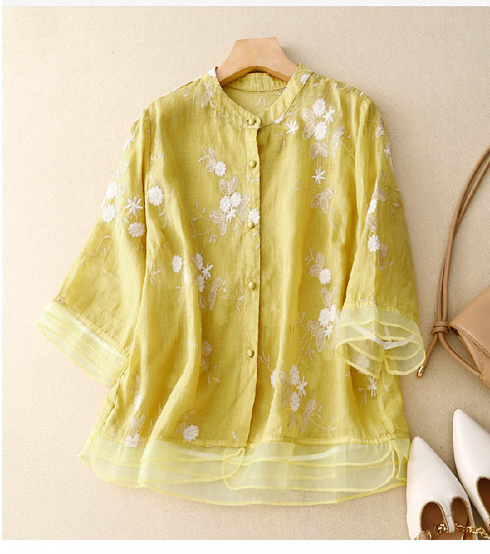 Women's Chic Floral Blouse | 3/4 Sleeve