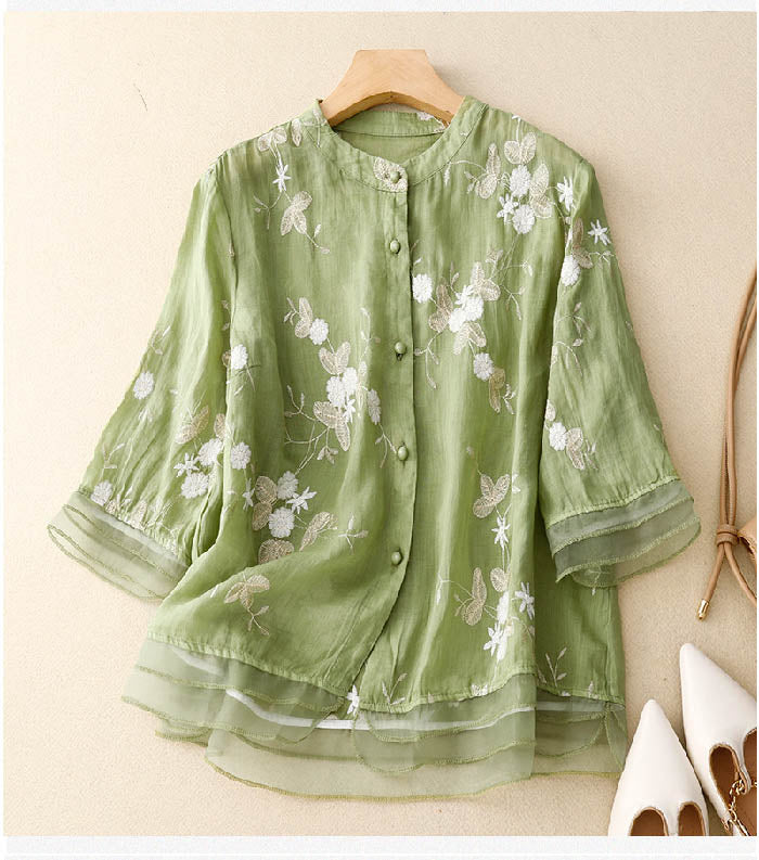 Women's Chic Floral Blouse | 3/4 Sleeve